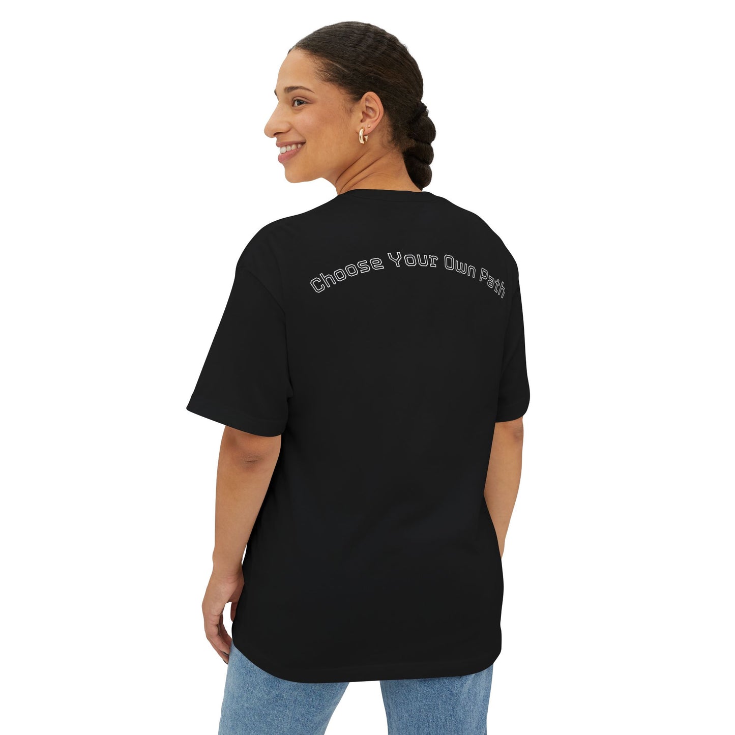 Unisex Oversized Boxy Tee with Graphic Print - Choose Your Own Path, Casual Fashion, Streetwear, Gift for Him/Her/Teen