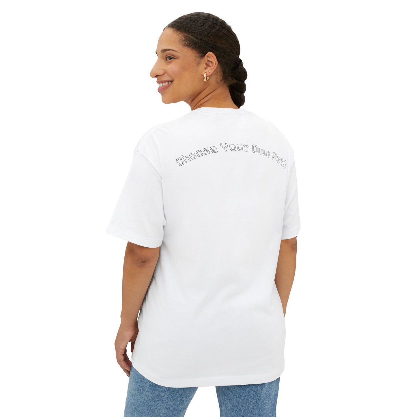 Unisex Oversized Boxy Tee with Graphic Print - Choose Your Own Path, Casual Fashion, Streetwear, Gift for Him/Her/Teen