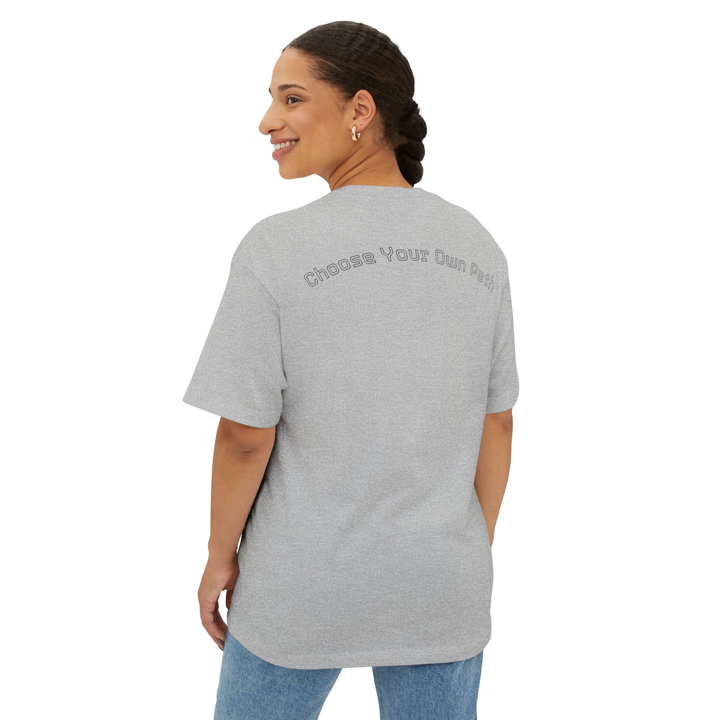 Unisex Oversized Boxy Tee with Graphic Print - Choose Your Own Path, Casual Fashion, Streetwear, Gift for Him/Her/Teen